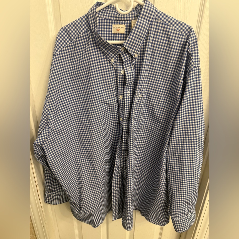 Snag this preppy blue and white gingham button-down from Dockers!